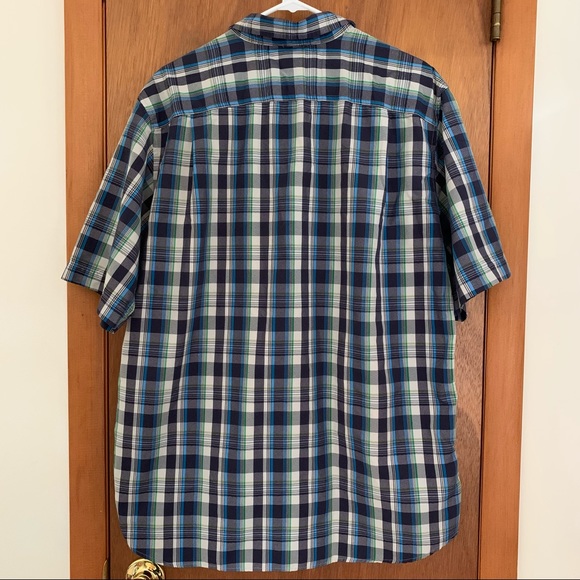 Men’s TL Tall LG EDDIE BAUER Blue Plaid Shirt Sleeve Hiking Outdoor Button Shirt - Picture 8 of 11